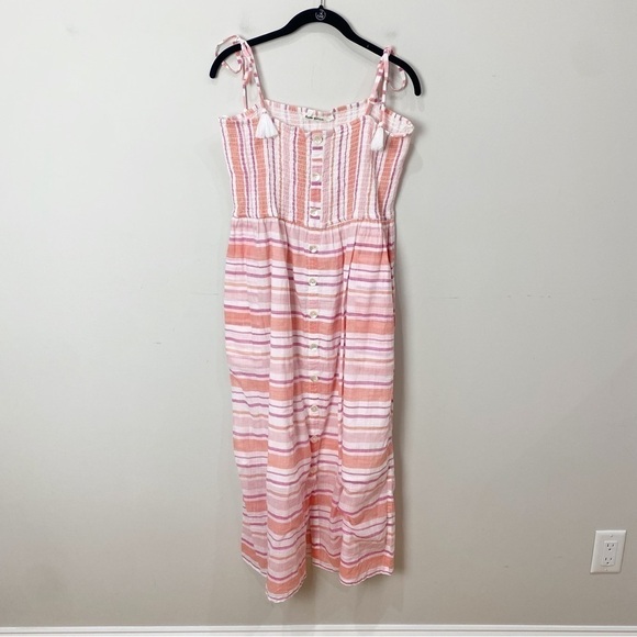 Roller Rabbit East Hampton Kirsten Midi Dress Striped Coral Pink - Picture 4 of 11
